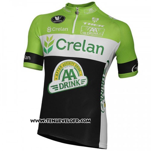 2016 Maillot Ciclismo Crelan AA Vert et Noir Manches Courtes et Cuissard